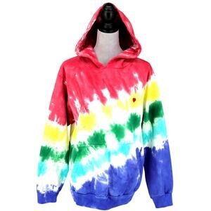 Talentless Sweatshirt Womens Medium Hoodie Red Blue Green Tie Dye Top Pocket